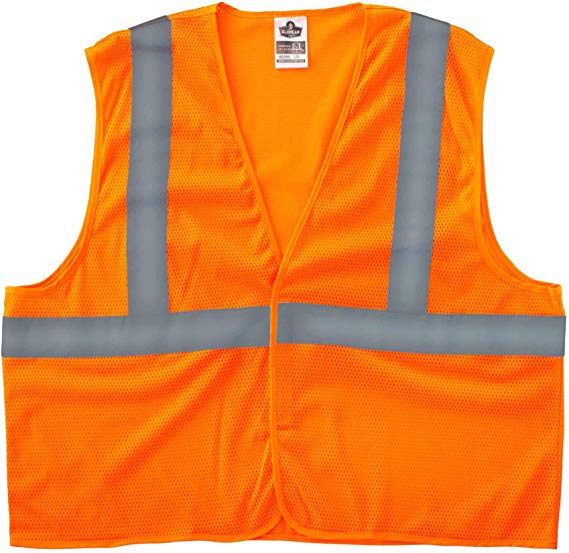 Ergodyne GloWear 8205HL Reflective Safety Vest, High Visibility Orange Mesh, Type R Class 2, Hook & Loop Closure, 4XL/ 5XL