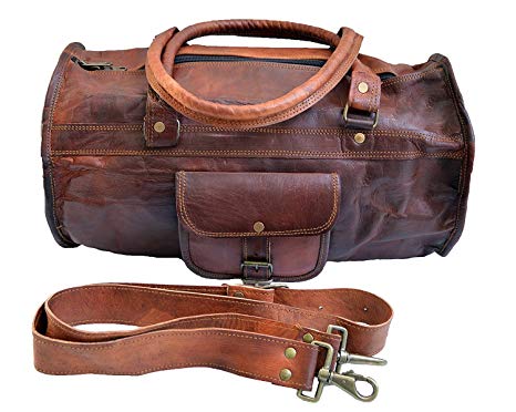 Cuero Shop 18" Genuine Leather Mens Duffle Bag sports bag carry on bag weekender holdall bag