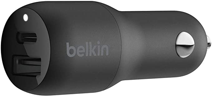 Belkin USB C Car Charger, 32W 2 Port with 20W USB-C Power Delivery PD and 12W USB-A Charger for iPhone 12, 12 Pro, 12 Pro Max, 11, XS, iPad, AirPods, Galaxy S21, S20, Note 20, Tab and More