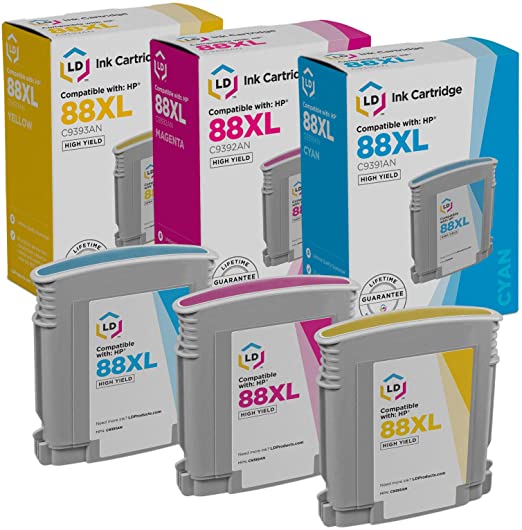 LD Remanufactured Ink Cartridge Replacement for HP 88XL High Yield (Cyan, Magenta, Yellow, 3-Pack)