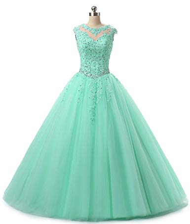HEIMO Lace Appliques Ball Gown Evening Prom Dress Beading Sequined Quinceanera Dresses Long 2018 H152