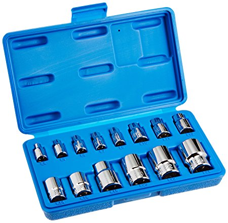 Neiko 04300A 1/4" - 1/2" Drive External Star/Torx Socket Set, 14 Piece | E4 - E24 | Chrome-Vanadium Steel