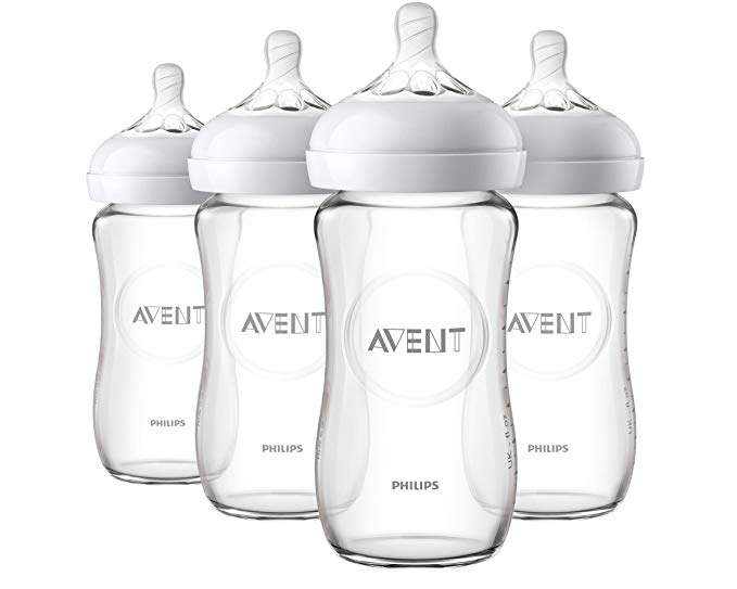 Philips Avent Natural Glass Baby Bottle, 8oz, 4pk, SCF703/47