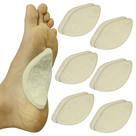 Arch Support Pads by ViveSole (6 Pairs) Adhesive Felt Foot Insert - Men & Women - for Shoes, Sandals, Flip Flops, Boots, High Heels, Flat Feet, High Arches & Plantar Fasciitis