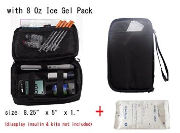 Diabetic Organizer Cooler Bag-for Insulin & Testing Supplies ,With (2 X ICE Gel Pack)