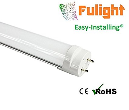 Fulight® Rotatable ¤ LED F15T8 Tube Light-18" (17-3/4" Actual Length) 1.5FT 7W (15W Equivalent), Daylight 6000K, Double-End Powered, Frosted Cover, Works from 85-265VAC - Fluorescent Replacement Bulbs for Under Cabinets Lighting Fixtures (Installation Manual Attached in the Images!!)