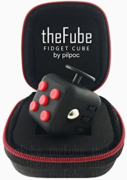 theFube Fidget Cube - Premium Quality Fidget Cube with Exclusive Box (9 Colors) by PILPOC! (Black & Red)