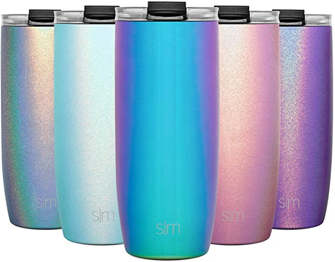 Simple Modern 20oz Voyager Travel Mug Tumbler w/Clear Flip Lid & Straw - Coffee Cup Vacuum Insulated Flask 18/8 Stainless Steel Hydro Water Bottle -Prism
