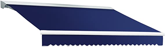 Awntech 18-Feet Destin LX with Hood Left Motor/Remote Retractable Acrylic Awning, 120-Inch Projection, Navy