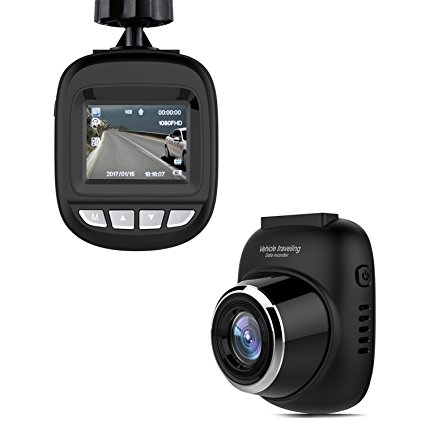 Koiiko in Car Video Recorder, HD Full 1080P Car Dash Cam with Wide Angle Lens, Loop Recording, Motion Detection, built in G-sensor, Suction Mount Dashboard Camera Support 32G SD Card
