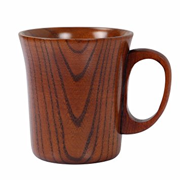 Geeklife Jujube Wood Coffee Mug Wooden Tea Cup, Brown (300ml)