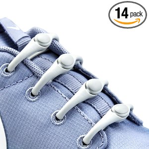 HICKIES One Size Fits All Elastic No Tie Shoelaces - Gray (Contains 14 Laces, Works In Any Shoes)