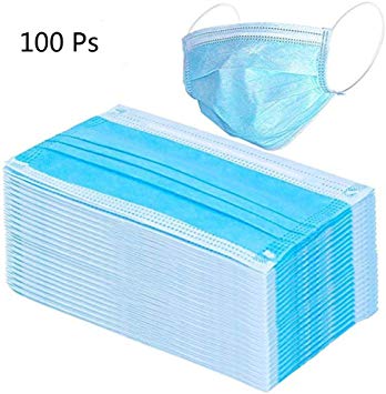 50 Pcs Disposable Non-Woven Face Masks Dental Surgical Hypoallergenic Breathability Comfortable Ear Loop Great Prevention Allergies and The Flu (Blue#100PC)