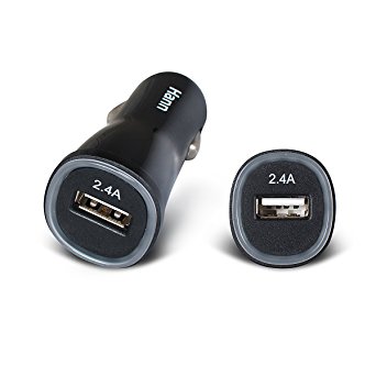 Hann® 5V 2.4A/12W Single USB Port Fast Car Charger with Smart IC Speed Charging for Apple and Android Devices, Black Color