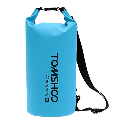TOMSHOO 10L/20L Waterproof Dry Bag Roll Top Dry Sack Gear Storage Bag with Adjustable Shoulder Straps for Kayaking Rafting Boating Beach Canoeing Camping Snowboarding