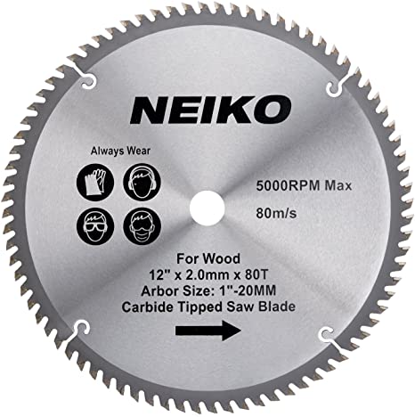 Neiko 10768A 12" Carbide Tipped Miter Saw Blade | 80 Tooth