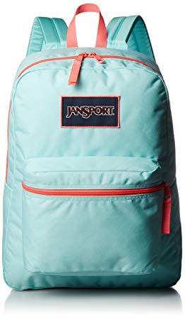 JanSport Overexposed Backpack (AQUA DASH/FLUORESCENT RED)