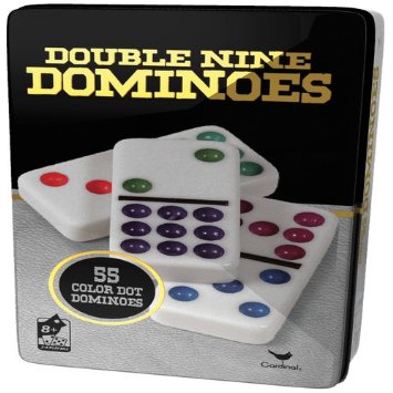 Double 9 Color Dot Dominoes in Collectors Tin styles will vary