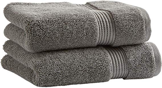 Rivet Classic Supima Cotton Hand Bathroom Towels, Set of 2, Pewter