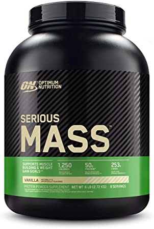 Optimum Nutrition Serious Mass Weight Gainer Protein Powder, Vitamin C, Zinc and Vitamin D for Immune Support, Vanilla, 6 Pound (Packaging May Vary)