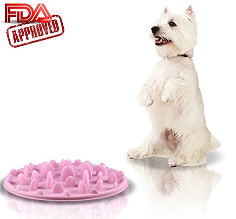 Slow Feed Dog Bowl - FDA Approved Bloat Remedy will Guarantee Slower Feeding time - Great for Cats (Small, Pink)