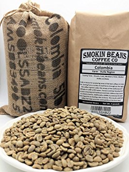 4 LBS - COLOMBIA IN A BURLAP BAG - Farm: Huila Region, 1700M Excelso, Washed Sundried, Smooth, Fruity, Blackberry Finish - Specialty-Grade Green Unroasted Whole Coffee Beans, for Home Coffee Roaster