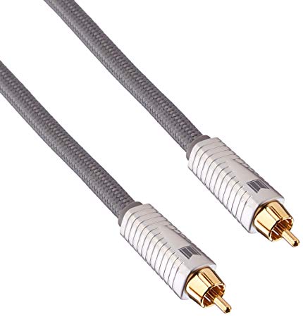 Monolith RCA Cable - Silver - 3 feet Chord, 24K Gold Plated Connectors, AL foil, OFC Copper Braided Shield