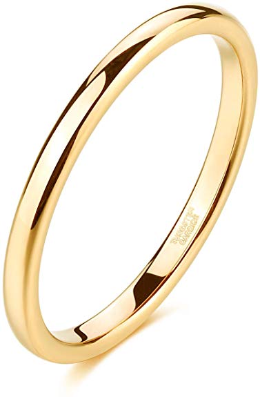 Shuremaster 2mm 4mm 6mm 8mm Tungsten Wedding Band Ring for Men Women Gold/Rose Gold/Silver Domed High Polish Comfort Fit 4-15