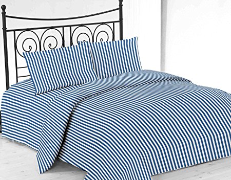 United Linens printed striped 4 piece sheet sets Brushed Microfiber 1800 Bedding - Wrinkle, Fade, Stain Resistant - Hypoallergenic - 4 Piece (Twin, blue)
