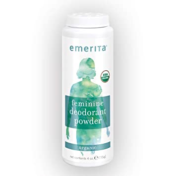 Emerita Feminine Deodorant Powder | Stops Odor & Wetness of Thighs, Vaginal Area, Breasts | Organic & No Talc | 4 oz
