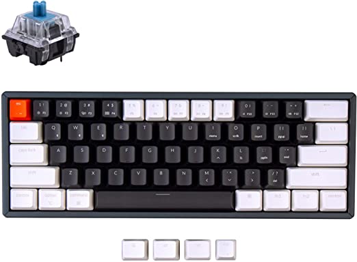 Keychron K12 60% Layout Hot-swappable Bluetooth Wireless/USB Wired Mechanical Gaming Keyboard with Keychron Mechanical Blue Switch Aluminum Frame, Compact 61-Key Computer Keyboard for Mac Windows