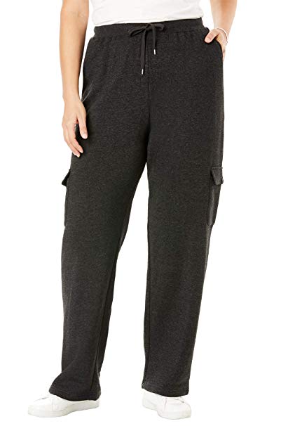 Woman Within Women's Plus Size Tall Better Fleece Cargo Sweatpant