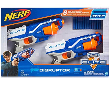 Nerf N-Strike Elite Disruptor 6 Dart Rapid Fire Nerf Gun Blaster Shoots 90 ft! (Twin Pack)