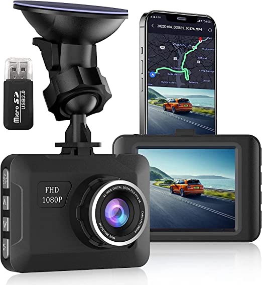 Dash Cam,【2023 New Version】 1080P Full HD Dash Camera for Cars Front with 2.4-Inch LCD Screen, Night Vision, 170° Wide Angle, G-Sensor Motion Detection and Parking Monitor, Loop Recording