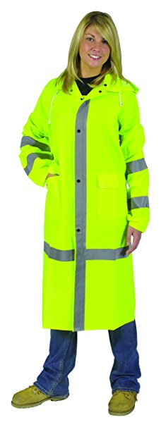 Galeton 8000965-XL-LI 8000965 Repel Rainwear Reflective 0.35 mm PVC Raincoat, 46" Long, Lime, X-Large