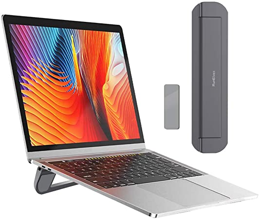 Laptop Stand Flip Stand MacBook Exclusive Aluminum Alloy Material Lightweight Foldable Storage Portable Thermal Cooling (Up to 15 inches) [Manufacturer 1 Year Warranty] (Gray)