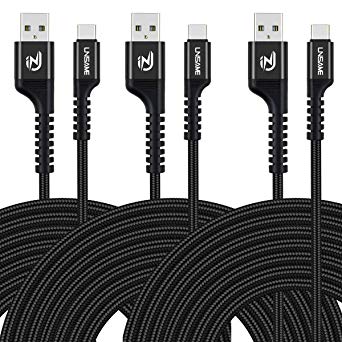 USB C Charger Cable, UNISAME 3 Pack 10Ft Heavy Duty Braided Type C Reversible Connector Fast Charging Data Sync for Galaxy S9 S9  S8 S8  Note 9 8, Pixel XL LG G7 G6 G5 V20 Nexus 6P 5X Oneplus 3 5 6