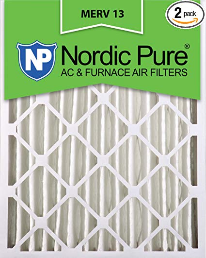 Nordic Pure 16x25x4M13-2 16x25x4 MERV 13 Pleated AC Furnace Air Filter, Box of 2, 4-Inch