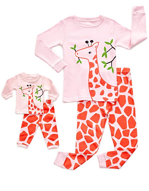 DinoDee Kids Pajamas Matching Doll & Girls Pajamas 2 Piece Pjs Set 100% Cotton (2 Toddler -10 Years)