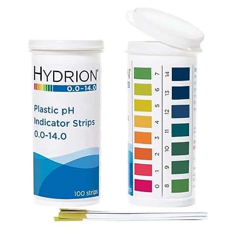 Hydrion 9800 Plastic pH Indicator Strips, 0.0 to 14.0, flip top Vial Packaging