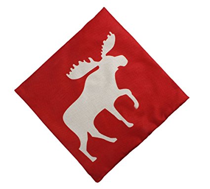 MARY ST 18x18 Inch Cotton Linen Decorative Throw Pillow Cover Cushion Case, Holiday Moose
