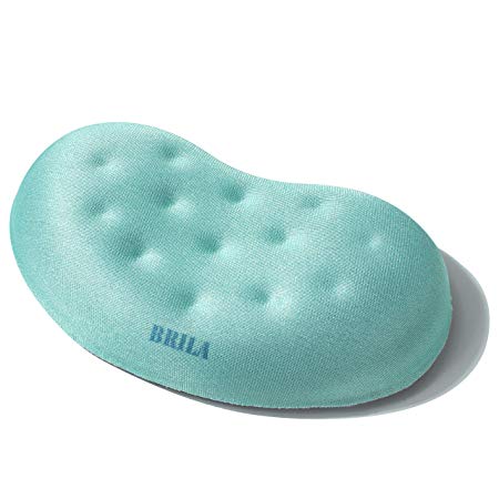 BRILA Memory Foam Mouse & Keyboard Wrist Rest Support Pad Cushion Set for Computer, Laptop, Office Work, PC Gaming - Massage Holes Design - Easy Typing Wrist Pain Reliev (Aquamarine Mouse Wrist Rest)