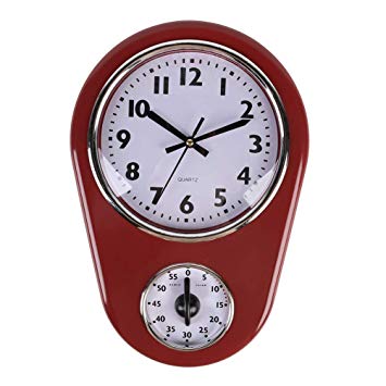 LONBUYS Home Retro Vintage Old Stylish 8.5 Inch Kitchen Time Wall Clock with 60 Minutes Timer Easy to Read