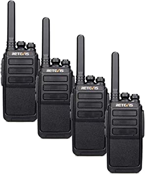 Retevis RT28 Walkie Talkies, PMR446&16CH, Portable Walkie Talkie Rechargeable with USB Cable, Supports VOX Squelch MONI, Emergency Alarm, 2 Way Radio Long Range for School, Activities(Black, 4Pcs)