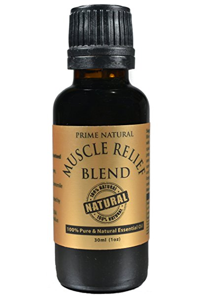 Muscle Relief Essential Oil Blend 30ml / 1oz - 100% Natural Pure Undiluted Therapeutic Grade for Aromatherapy Massage Scents Diffuser - Relieves Muscle Pain, Spasms, Stiffness, Backache, Sore Muscle
