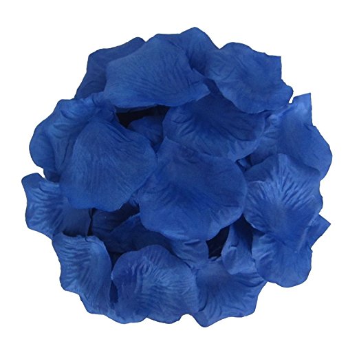 JUYO VONSAN individually separated artificial rose petals artificial flowers for decoration Wedding silk flowers favors 1000 pcs artificial roses (Deep Blue)