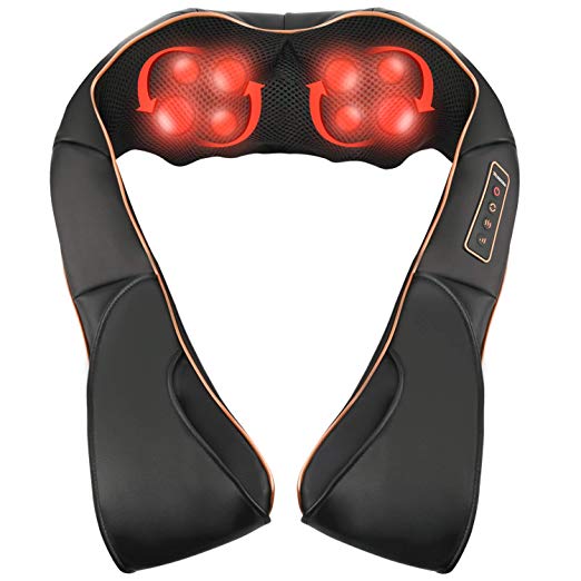 Shiatsu Back Neck and Shoulder Massager with Heat - Electric Massage Pillow with 3D Deep Tissue Kneading for Neck, Shoulders, Back, Legs, Foot Pain Relief - Home, Office, and Car Use