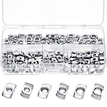 Boao 150 Pieces 20 Series T Nuts M3/ M4/ M5 T Slot Nut Hammer Head Fastener Nut Assortment Kit for Aluminum Profile