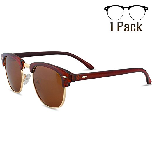 Livhò 2 Pack of Polarized Sunglasses Women Men Semi Rimless Frame Retro Sunglasses