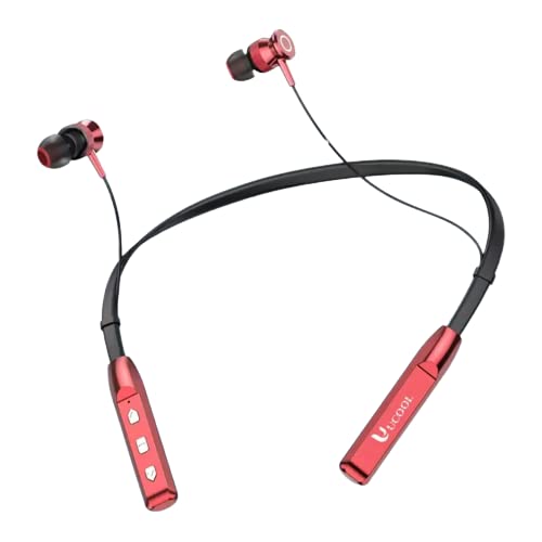 UCOOL Gusto 50 Hours Playtime Bluetooth Wireless Neckband Headphones Earphone Bluetooth Headset (InThe Ear) (Black & Red)